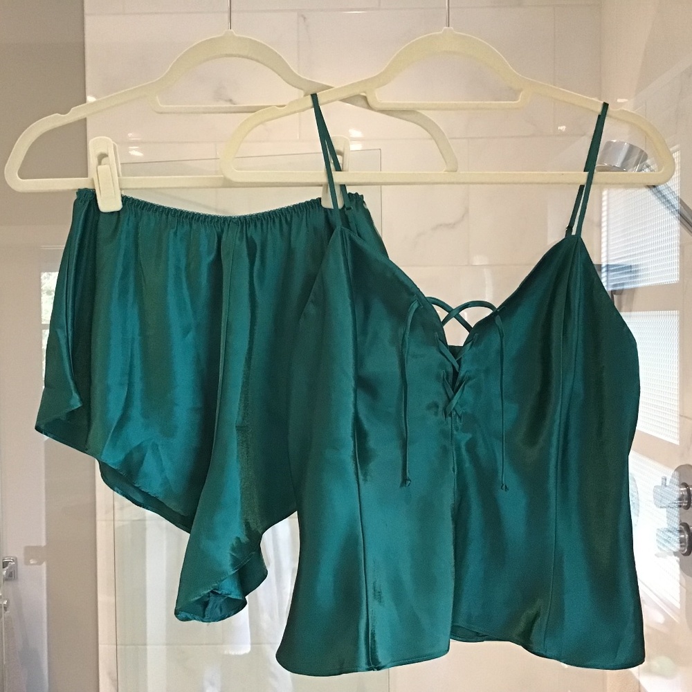 gorgeous teal blue vintage La Senza lingerie sleep set